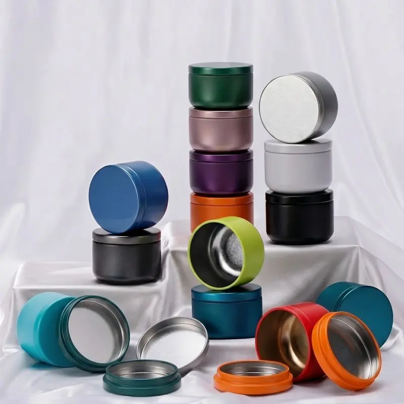 12-Pack 1.69oz Vibrant Matte Aluminum Tin Jars with Sleeve Lids, Mini Metal Candle Containers, Portable DIY Craft Sample Jars, Lightweight Round Home Organizer for Jewelry Storage