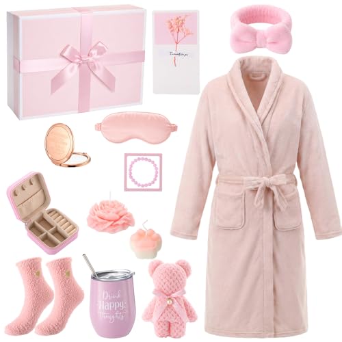 Mother's Day Gifts 11 Pcs Spa Gift Basket Self Care Set with Hooded Bathrobe Relaxing Bath Gift Set Pampering Spa Gifts for Mom Wife Grandma, Birthday Get Well Soon Thinking of You Stress Relief Care Package