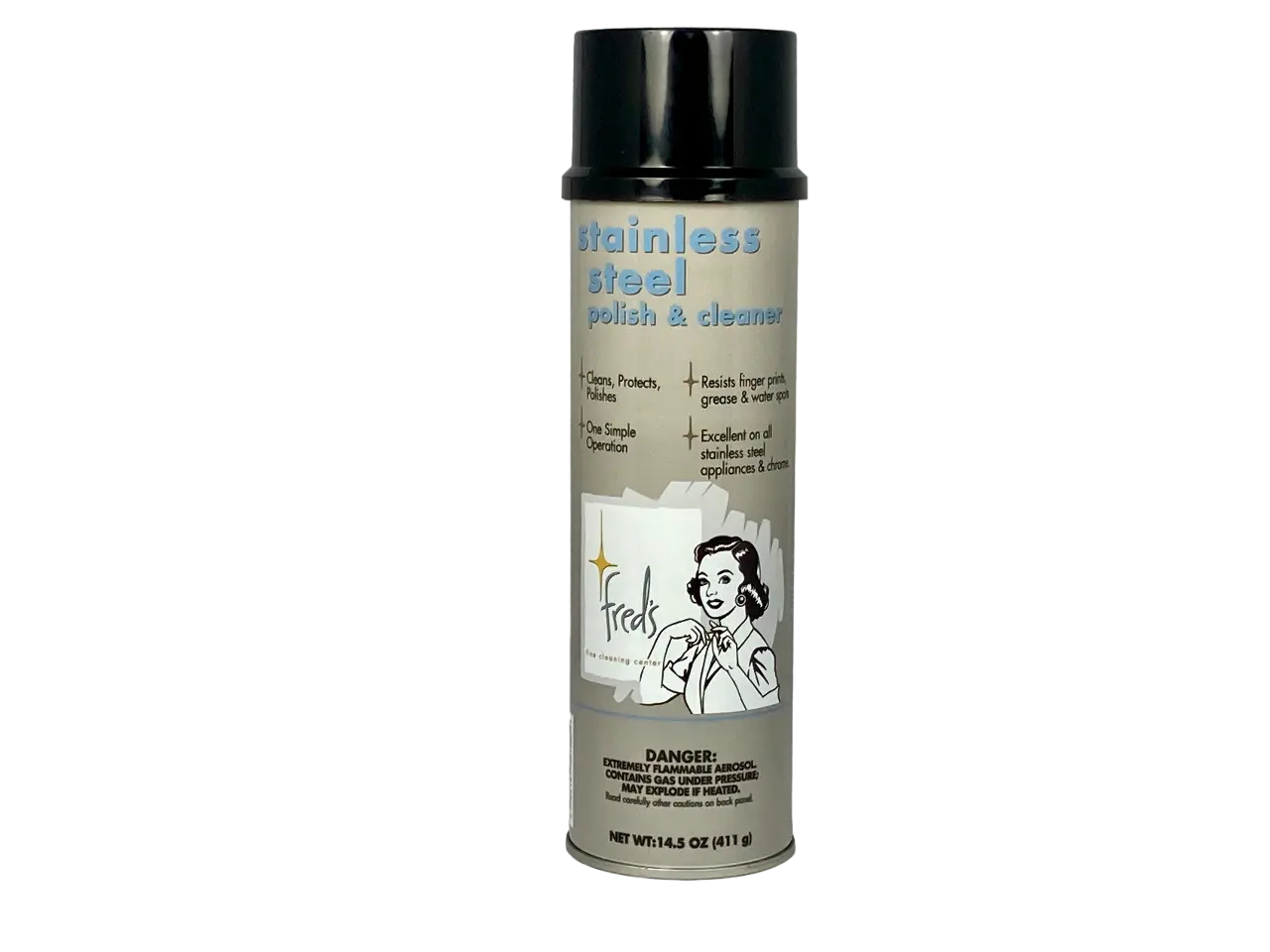 Fred's Fine Cleaning Center Citrus-Infused Stainless Steel Cleaner & Polish Aerosol Spray - 15oz, Fresh Scent, Streak-Free Shine, Fingerprint-Proof, Maintains Stainless Steel Appliances Home Care Cleaner, Maintain Stainless Steel Appliances