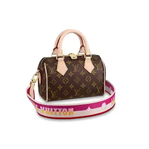 Louis Vuitton Speedy 20 Monogram Embroidered Shoulder Pillow Bag for Women, Coated Canvas, Blush Pink