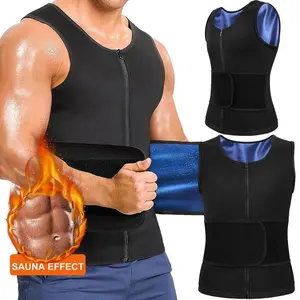 Menswear Sweat Body Shaper Waist Trainer Vest with Zip Workout Tank Top Sauna Suits Gym Shapewear X Type Compression Techwear for Men Shirt Layer Belt Activewear Athletic Jacket