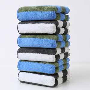 4/6 Pack Bath Towel Set Hand Towel Set Coral Fleece Striped Alternating Soft and Absorbent Bathroom Accessories for Home & Holiday Gifting Super Absorbent Towel