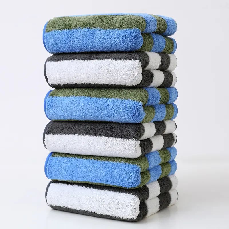 4/6 Pack Bath Towel Set Hand Towel Set Coral Fleece Striped Alternating Soft and Absorbent Towels for Bathroom Bathroom Accessories for Home & Holiday Gifting Super Absorbent Towel
