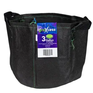 GroXcess Premium Black 3-GAL Fabric Pot w/ Handles