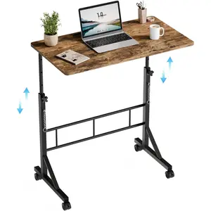 31.5" Rolling Podium Desk on Wheels, Adjustable Height Mobile Lectern Stand, Portable Presenter Table with Pin-Lock for Classrooms, Churches & Seminars