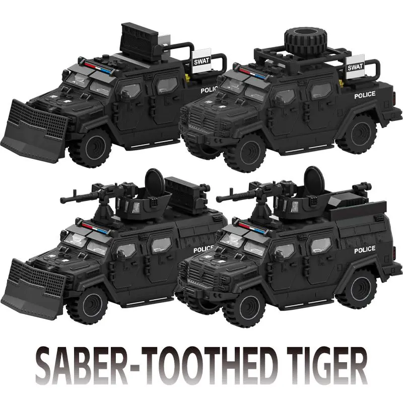Special Police Anti-Bombing Armored Vehicle, Military Police Assembly Model, Building Blocks, Off-Road Vehicle, Toy Car, Boy’s T
