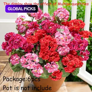 Artificial Geraniums Fake Flowers for Outdoor Decoration, 6 Bundles UV-Resistant Silk Geraniums, Realistic Faux Blossom Plants for Front Door Garden, Patio, Balcony and Yard, Mixed Colors #GLOBAL PICKS