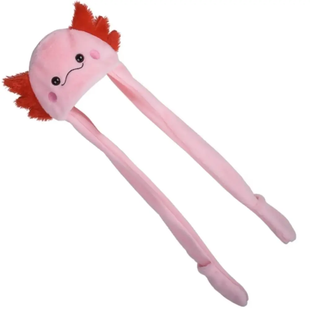 Axolotl Plush Hoodie Scarf Hat 3.5"-Pink
