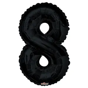 Number 8 Black Foil Balloon 34" each 19690-34 for Festive Decorations