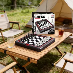 Magnetic 2 in 1 Chess Set, 9.25 Inch Chess & Checkers Set with Storage Box, Portable Travel Chess Board Game for Adults & Kids