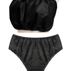 Women's Disposable Non-Woven Underwear Set, Includes Bra & Thong, Lightweight Comfort Material, Suitable for Spa, Steam Room, Travel