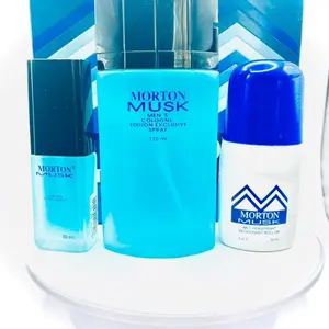 Morton Musk Men's Cologne Set - 110ml Eau de Cologne, 90ml Roll-On, 30ml Travel Size - Musk Scented Fragrance for Men