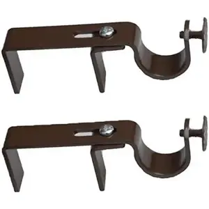 Bracket - No Drill Curtain Rod Bracket Attachment over Blinds (Brown set of 2)