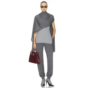 Helsa Kerstin Knit Shawl in Medium Heather Grey Helsa Kerstin Knit Shawl in Medium Heather Grey