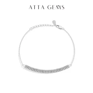 ATTAGEMS 1.5mm Round Shape Lab-Grown Zircon Bracelet for Women S925 Silver Bracelet Daily Wear Birthday Gift Simple Trendy Jewelry B075, Lab-Grown Gems, Simple Look summerwins,summerwins