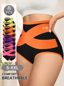 8-Pack Women's High-Waisted Shapewear Panties, Body Shapers, Comfortable Breathable Underwear for All Seasons, Ideal for Daily Wear and Sports