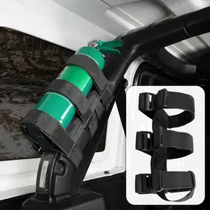 for Jeep Roll Bar Fire Extinguisher Holder 2.5-3LB Adjustable Strap Bracket Mount for 1965-2024+ Jeep Wrangler TJ CJ YJ JK JKU JL JLU JT , Black, 1pc