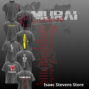 [Anime Collection] Samurai Oni Mask Cyberpunk T-Shirt Vintage Washed Black Streetwear Tee, Japanese Demon Graphic Shirt, Edgy Urban Samurai Aesthetic Tee for Men Women, Anime Style Graphic Shirt