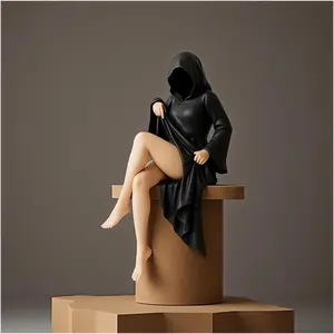Gothic Halloween Resin Statue – Mysterious Desktop Sculpture for Home & Office | Spooky Decor, Dark Fantasy Ornament, Perfect for Desk, Shelf, or Mantel