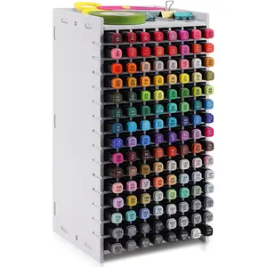 Marker Organizer, 120 Slots Marker Holder Organizer, Marker Storage with Divider Art Marker Rack for Pens Colored Pencils Art Brushes Adjustable Pencil Holder for Desk Organizer