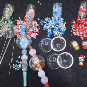 12pcs Christmas Snowball Beads with Filling Material with Extended Metal Pole for Beadbale Items DIY Snowgloble Ball Kits