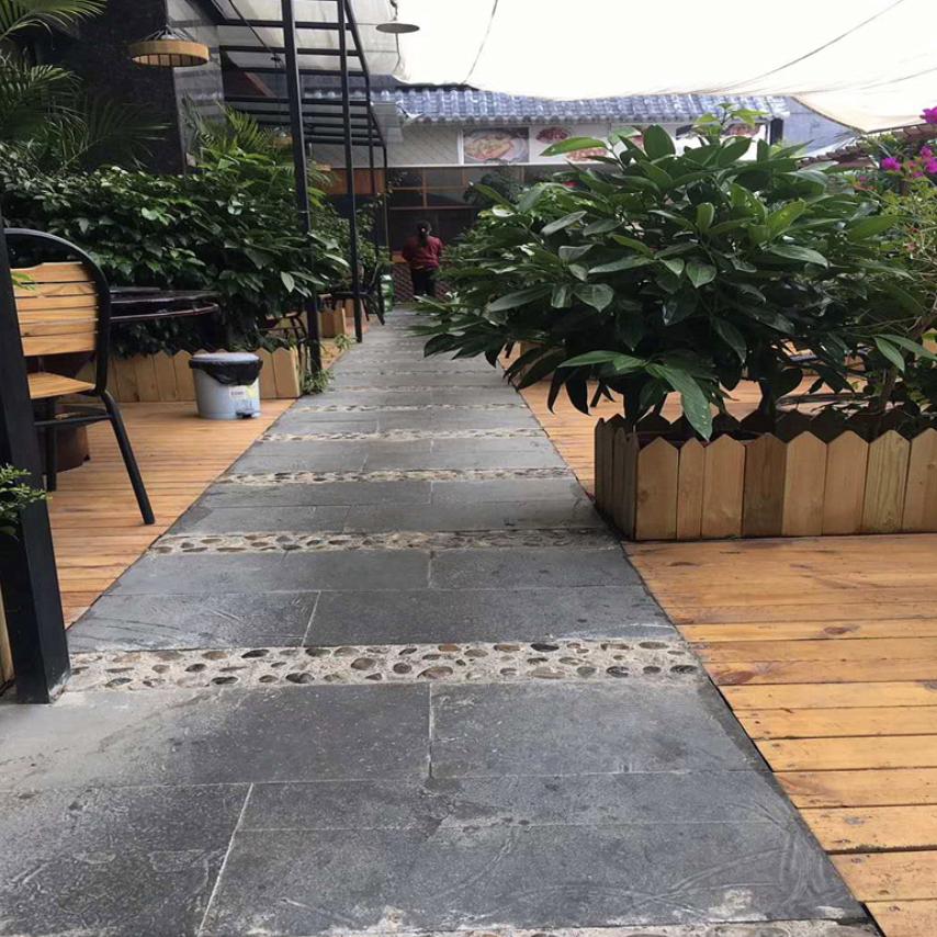 Natural black Natural Culture Stone Veneer slabs for outdoor gardens—stepping stones, egg-shaped decorative stones, pathway stones, and paving bricks