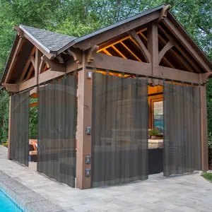 BTTO 1 Piece Waterproof Transparent Patio Sheer Curtain, Outdoor Porch Yard Divider Window Screening Gauze for Lawn Cordless Panel Tap Top Outdoor Curtain