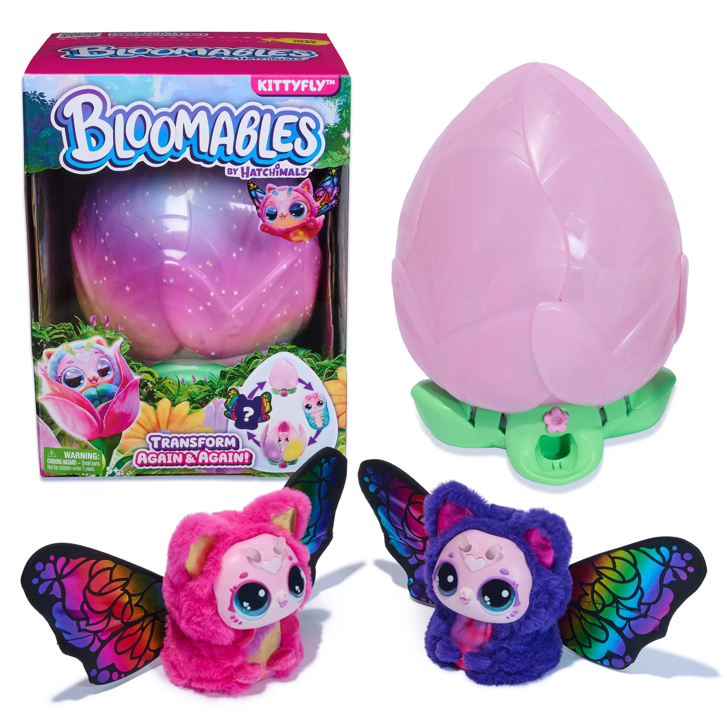 Hatchimals Bloomables My Magic Flower KittyFly Interactive Learning Toy for Girls - 3-4 Years Classic & Novelty Pretend Play Toy, Sound Effects, Transform Feature, 100+ Sounds & Reactions, Repeatable Reveal, Batteries Included, Plastic
