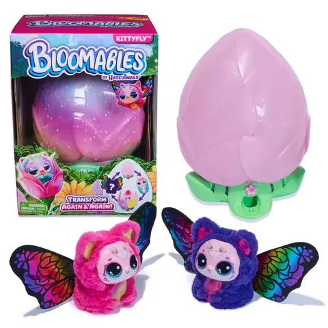 Hatchimals Bloomables My Magic Flower KittyFly Interactive Learning Toy for Girls - Ages 3–4 Creative Play Toy, Transformation Feature, 100+ Sounds & Reactions, Sound Effects, Repeatable Reveal, With Batteries, Plastic