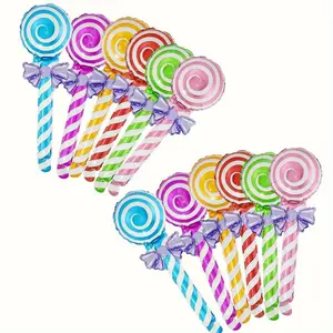 12pcs Lollipop-Shaped Foil Balloons, Colorful Candy-Themed Party Decorations for Weddings, Birthdays, Anniversaries, Graduations, Christmas & More - No Power Needed, Celebration Balloons |   Vibrant Party Decor |   Aluminum Foil Balloons, Birthday