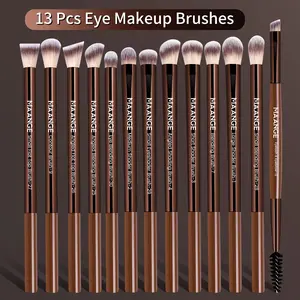MAANGE Professional 13-Piece Makeup Brush Set for Eyelash Eyeshadow Eyebrow Blending & Lip Brushes Ideal for Powder Liquid Cream Cosmetics Tools Brown Beauty Kit