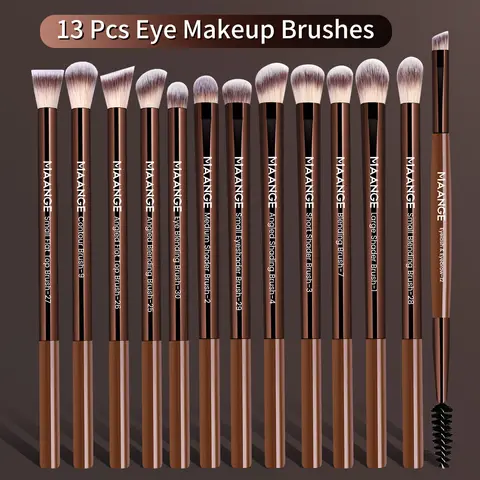 MAANGE Professional 13pcs/set Brown Makeup Brushes Set - Versatile Fine & Modern Kits for Eyeshadow, Lip Use; Compatible with Powder, Liquid, Cream Cosmetics for Precise Blending