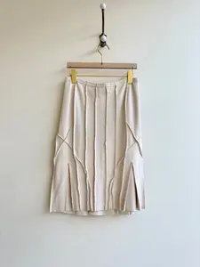Cream Knit Rayon & Nylon Bell Skirt