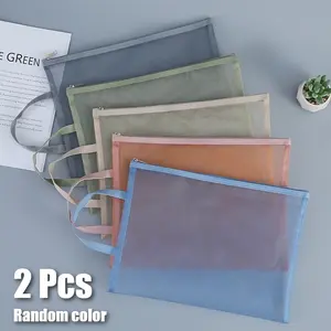 2pcs  A4 Size Zippered File Folders - Foldable Polyester Mesh Document Organizer with Zipper Closure, for easy access | Durable & Space-Saving for School, Office, Travel, Cross Stitch Pattern