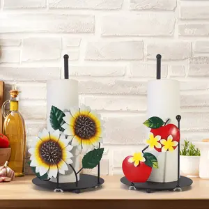 Sunflower & Fruit Design Tissue Holder, 1 Box Creative Tissue Holder Stand, Countertop Kitchen Roll Paper Rack, Bathroom Accessories, Organiser