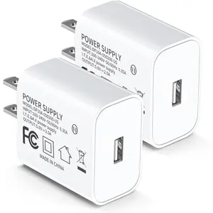 5V 2A Power Adapter UL Certified, USB Wall Charger 2-Pack -   Plug Cube for  13/14/15/16/16 Pro/Pro Max/Plus, XS/XR/X & Watch Series 7/8, Ideal for  & Travel Use