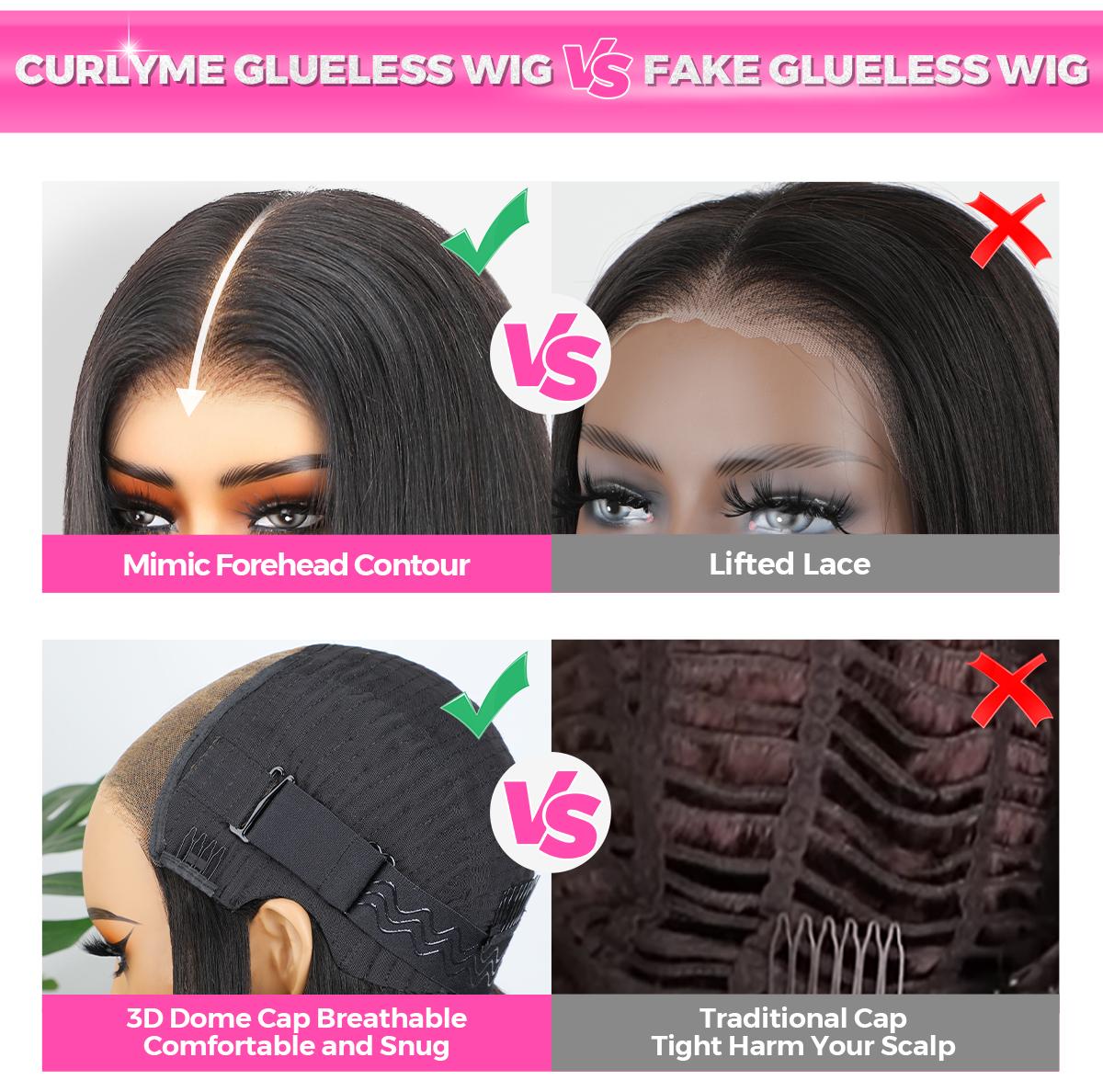 CurlyMe Wear Go Glueless Layered Cut 180% Density Black to Brown Ombre Yaki Straight & Straight 7x5 Pre-cut Lace Wig Human Hair Pre-plucked Natural Hairline Shipping in 24H