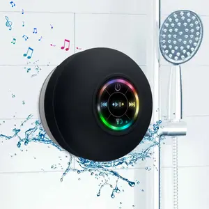 Waterproof Speaker, Portable Wireless Speaker With Suction Cup, USB Rechargeable Black Speaker With 2 Hours Play Time 3.7V/400mah Battery 5.0 Wireless Version Life For Parties, Bathroom, Travel, Home, And Outdoor For Thanksgiving Christmas New Year Gift