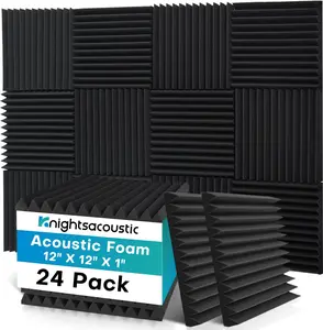 Sound Proof Foam Panels For Walls 24 Packs Noise Reduction Foam Panels 1" x 12" x 12" 12 Grooves. Acoustic Panels Foam Panels for room decoration, ideal for creators, streamers, and gamers. No adhesive