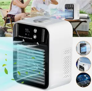 Personal Desktop Air Cooler Fan USB Portable Mini Air Conditioner with Humidifier 3 in 1 Cooling Fan for Office Desk Bedroom Dorm Room Study Room Use Adjustable Cable