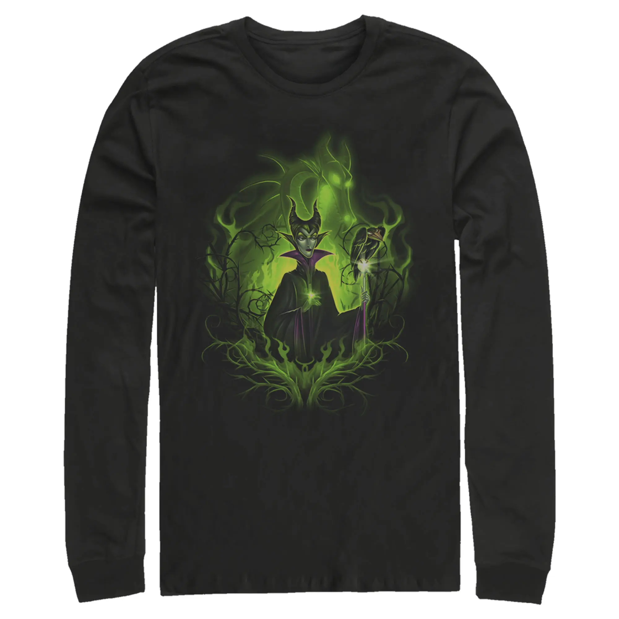 Men's Sleeping Beauty Dark Detailed Maleficent Long Sleeve Shirt