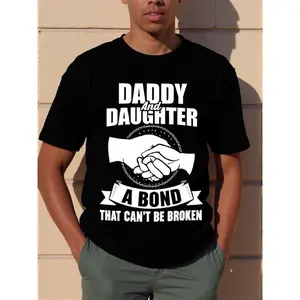 Men'S & Women'S Matching for dad & Daughter T-Shirts - 100% Casual Round Neck Short Sleeve Shirts with " for daddy & Daughter Bond" Heart Hands Print, Father'S Day Gift, Family Bonding Outfits, S-XXXL Sizes, All-Season Fit