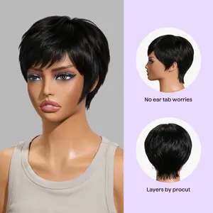 1-Year Warranty Wavytalk Throw On & Go Pixie Cut Wig Straight & Curly 100% Human Hair Silicone Grip Tabs Ultra Comfort Cotton Cap Hair Loss Friendly #SummerVibes
