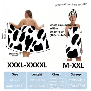 XXXXL plus-size bath skirt set with animal print design, suitable for women, as a Lightweight absorbent hair wrap after bathing, at the spa, or by the pool. Essential for home or travel use.