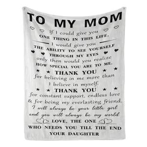 To My Mom Sentimental Message Flannel Blanket - Heartfelt blanket with daughter’s loving note to mom, expressing gratitude and love. Perfect for gifting, ideal for cozying up with emotional, loving vibes.Gift for Mother’s Day, gift for mother bed sofa