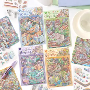 3 City Lights Creative Stickers, Transparent PET Material, Graffiti Stickers, Suitable for Suitcases, Phone Cases, Laptops, Helmets, Skateboards, Waterproof Decoration, DIY Creative Stickers