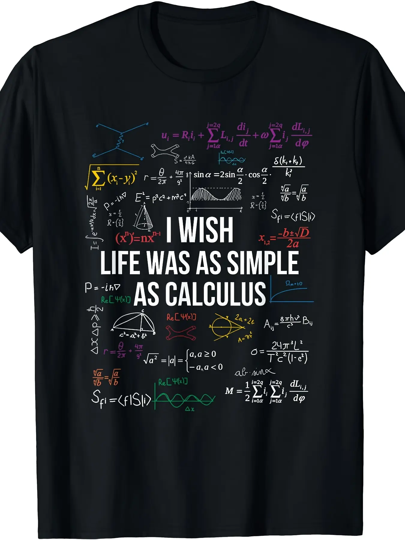 I Wish Life Was As Easy As Calculus Math Equation unisex soft cotton short sleeve t shirt, vintage graphic casual tee for men women teens, perfect birthday holiday gift for camping travel gym daily street  wear