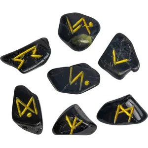 Black Tourmaline Rune Set With Board – Gemstone Divination Tools