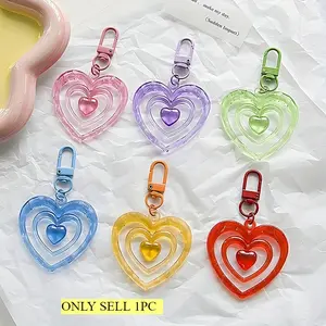 1 piece of Y2K style acrylic heart-shaped keychain - colorful hollow heart pendant with lobster clasp, perfect for couples and best friends as gifts, decorated with candy colored pendant, suitable for bags and backpacks