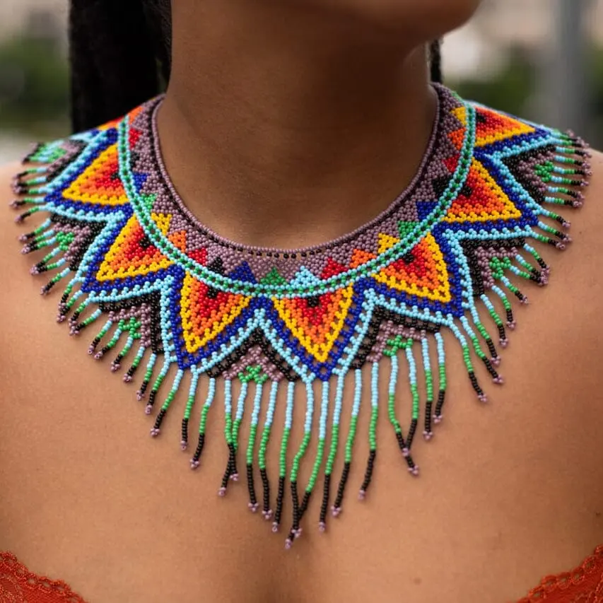 Tribal Choker - Beaded Necklace with Native-Inspired Design - Handmade by Indigenous Artisans - Mother Sierra